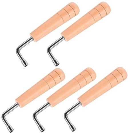 Mikinona 5 Stück Teiliges Lyra Instrumentenstimmschlüssel mit Ergonomischem Holzgriff Kompakt und Reisefreundlich Kompatibel für Verschiedene Lyra Harfen Modelle Präzises Musikinstrument