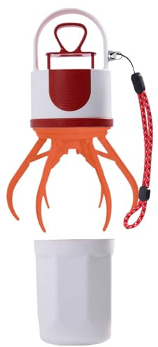 Pelle à déjections canines sans contact – Outil de ramassage des déchets à 6 griffes, distributeur de sacs, conteneur de stockage anti-fuite | Jardin Parc Marche Voyage Camping Extérieur Nettoyage des