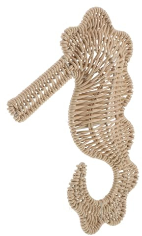 Cabilock Escultura Colgante de Caballito de Mar Hecha a Mano en Pp y Metal, Decoración Boho Beige para Pared de Hogar y Adornos Navideños Duraderos sin Decoloración