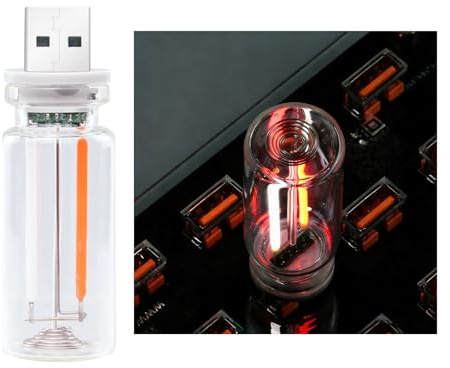 ZFFOZZ Two Color Transparent RGB LED Light, USB Powered Lighting Mood with Touch Dimmable, Portable Mini Glass Bottle, for Car Bedroom Parties, Clear Glass(Red and White)