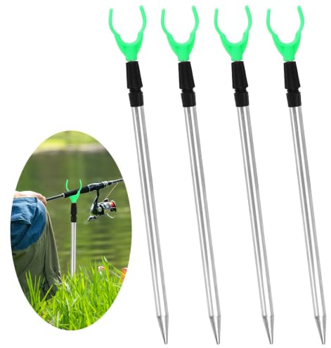 Spoworovi 4 PCS Fishing Rod Holder Set,Adjustable Extending Bank Sticks,Telescopic Fishing Rod Rest,for Lake River Anglers Bank and Ground Use