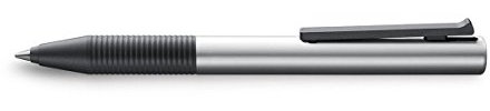 Lamy tipo Al/K Tintenroller 339 Rollpen aus Aluminium eloxiert in der Farbe Silber mit integrierter Clip-Drücker-Mechanik Tintenrollermine M 66 blau Strichbreite B, 1 Stück (1er Pack)