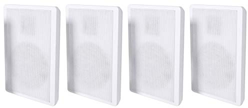 Rockville RockSlim White 5.25 in 240-Watt Peak / 80-Watt RMS Home Theater Slim Speakers, Easy Wall Mount Design, Space-Saving Compact Speakers, 4-Piece