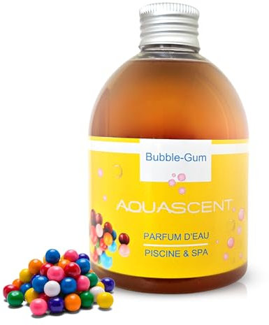 Aquascent Parfum Piscine et Spa Bubble Gum- Concentré 250ml : élimine Les odeurs, préserve l'eau Claire, sans Alcool ni Colorant. Fabriqué en France. Compatible Sel & Chlore