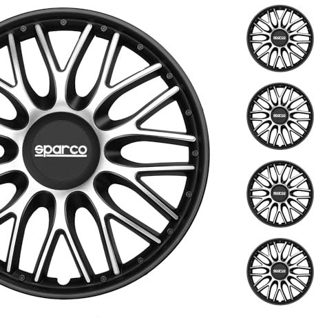 Sparco SPC1596SVBK Copricerchi Roma Bicolore Argento/Nero 15, Set di 4