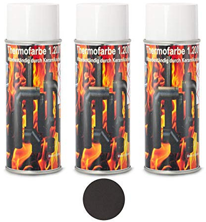 3 Stück Ofenlack 1200°C Ofenspray Ofenfarbe Thermolack GUSSGRAU 3x 400ml