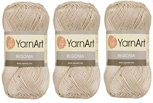 Yarn art Begonia 100% algodón mercerizado, lote de 3 madejas, cada una de 50 g (169 m), deporte fino: 2 (4660)