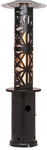 Blumfeldt Terrassenheizer, Outdoor-Gasheizstrahler, Heizpilz Gas für Terrasse, Garten & Balkon, Terrassen-Heizer mit Elektrischer Zündung, 360°Flammen-Blick, Gas-Heizstrahler mit Bodenrollen