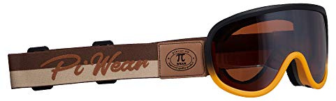 PiWear Arizona Brille über Brille Motorradbrille für Brillenträger Retro Oldtimer gepolstert beschlagfrei Rahmen orange schwarz Band beige Logo braun Glas braun getönt