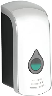 WENKO Distributeur de désinfectant et de savon Ranera L Chrome, distributeur mural hygiénique pour le désinfectant, le savon liquide etc., fixation sans percer, capacité : 740 ml, 10,5x24,5x10,5cm