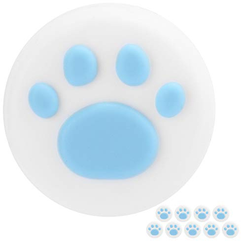 Cubierta de Agarre de Pulgar de Garra de Gato Cubierta de Material de Silicona Suave para Controlador 10 Piezas Tapa basculante de Joystick Universal para Nintendo(Pata Azul sobre Blanco)