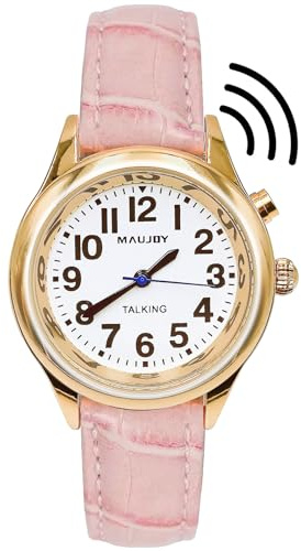 MAUJOY Women Talking Watch, American Accent Clear and Loud That Speaks The Time, Date or Alarm Time for The Elderly, Visually Impaired or Blind