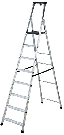 Escabeau Professionnel sécurisé 8 marches Hailo Alu Plateforme PEHD