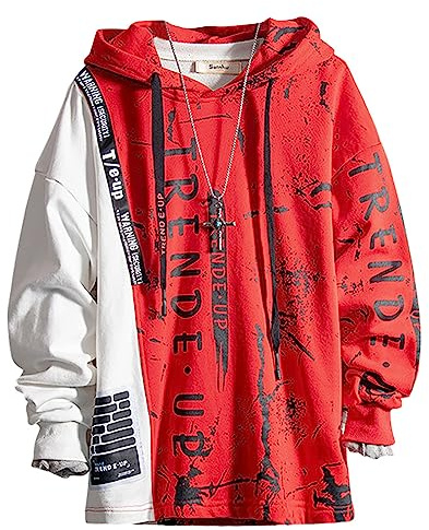 Covisoty Felpa Uomo con Cappuccio Stampa di Lettere Hoodie Hip Hop a Maniche Lunghe Sweatshirt Pullover Uomo Autunno Inverno