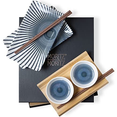 Moritz & Moritz set de vajilla para sushi para 2 personas - 10 piezas - set para servir sushi con 2 platos de sushi, cuencos para salsas y palillos