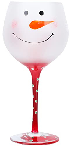 Christmas Wine Glasses with Stem, Cute White Snowman Glass Christmas Wine Goblets Cups for Home Bar and Nightclub, Cocktails Glasses Goblet for Xmas Holiday Wineglass (White)