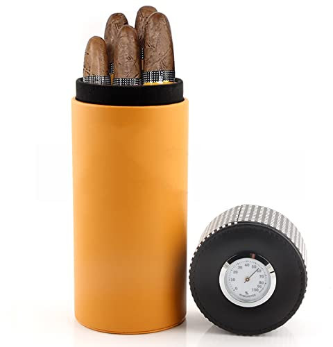 BoîTe à Cigares,Pot à Cigares,Cave à Cigares De Voyage Portable DoubléE De Bois De CèDre Avec HygromèTre Humidificateur,Peut Contenir 7 à 10 Cigares,Cadeau De Cigare Pour Homme