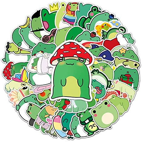 Frog Stickers for Laptop (50 PCS),Gift for Children Teens Adults Girl Boys,Waterproof Stickers for Water Bottle,Cartoon Frog Vinyl Stickers for Scrapbook,Skateboard,Bike Dairy