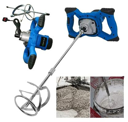 2600W Portable Electric Concrete Cement Plaster Grout Paint Thinset Mortar Paddle Mixer Pro Drill Mixer Stirring Tool Adjustable 6 Speed Handheld Standard 220V