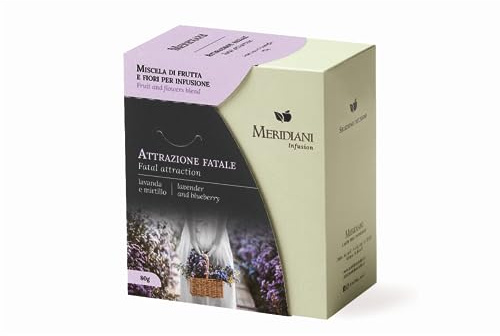 Meridiani® | Tisana Rilassante Lavanda & Mirtillo | Miscela di Frutta per Infusione Senza Caffeina | Infuso Mirtilli, Lavanda e Tiglio in Foglia - (80 Gr) | Tisana Riposante