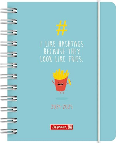 BRUNNEN Schülerkalender (2024/2025) „#fries“, 1 Seite = 1 Tag, A6, 352 Seiten, hellblau