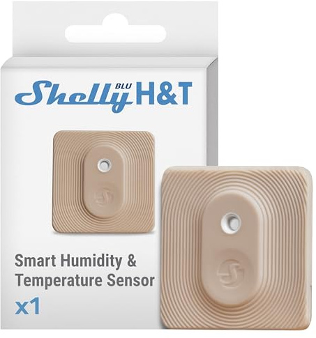 Shelly Blu H&T Mokka | Bluetooth-gesteuerter Temperatur- und Luftfeuchtigkeitssensor | Spritzwassergeschützter und Staubdichter | Schutzklasse IP54 | iOS-Android-App | Gateway Erforderlich