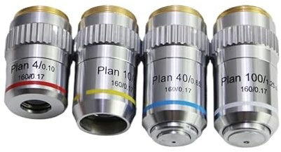 Planachromatisches Objektiv 4X10X40X100X Hochwertiges biologisches Mikroskopobjektiv Metallteile Zubehör(40X)
