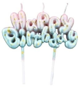 AIYONG Compleanno Lettera Candele, Happy Birthday Candele, Candele di Compleanno con Gradiente Rosa Blu Per Torta, Candele Di Compleanno per Anniversario, Matrimonio, Baby Shower (Happy Birthday)