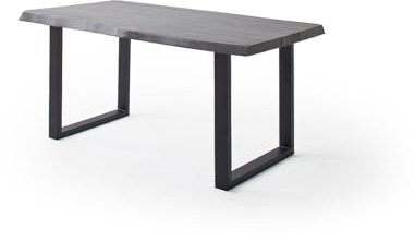 möbelando Baumkantentisch >Calabria< in Akazie grau/anthrazit - 200x79,5x100 (BxHxT)