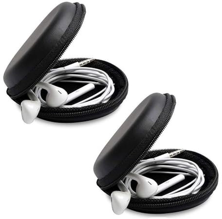 2 Pcs Electronic Accessories Organizer Mini Headphone Storage Box Data Cable Storage Bag Universal Travel Digital Storage Bag for Portable Charger Cables Earphone Cord SD Card Phone (Black)