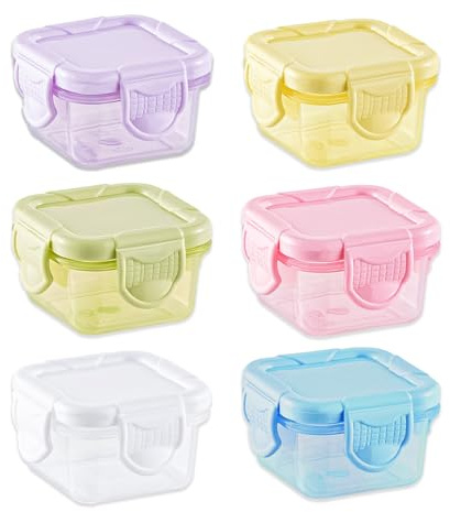 DALAETUS 6 Pcs Small Food Containers With Lids, 60ml Small Food Storage Containers, Mini Freezer Storage Containers, Airtight Containers for Meal Prep, Condiments, Sauces(Colorful)