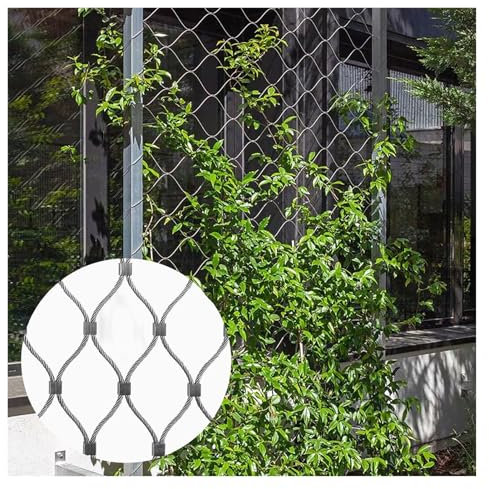 VXHCS 304 Edelstahl-Seilnetz, Garden Farm Treppendekornetz, 1,5mm/2mm Gewebtes Netz Pflanzenkletternetz, Flexibles Kabel-Drahtseil-X-Netz (12cm/2mm,1.5x4m)