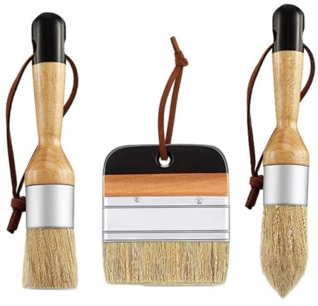 3 Pieces Chalk and Wax Paint Brushes Sturdy Portable for Table Ceilings Dressers Black