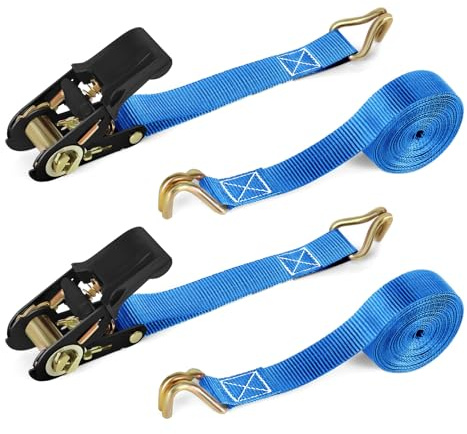 IAZZCO Ratchet Tie Down Straps with Hook - 2 Pack 6M x 25MM Heavy Duty Tie Down Straps with Cam Buckle for Motorcycles/Car/Trailer/Household