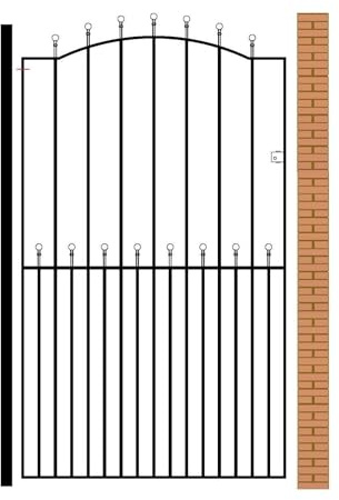 Manor Ball Top Tall Metal Garden Gate Galvanised Wrought Iron Pedestrian Swing Gates (1220mm Gap X 1955mm High MAZP36)