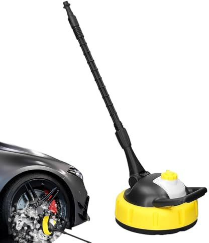 zjhukfmc Laveuse à haute pression, brosse à récurer à l'aspect haute pression, avec long manche et brosse avec rotation, nettoyeur de surfaces haute pression, brosse de nettoyage de terrasse pour Ya,