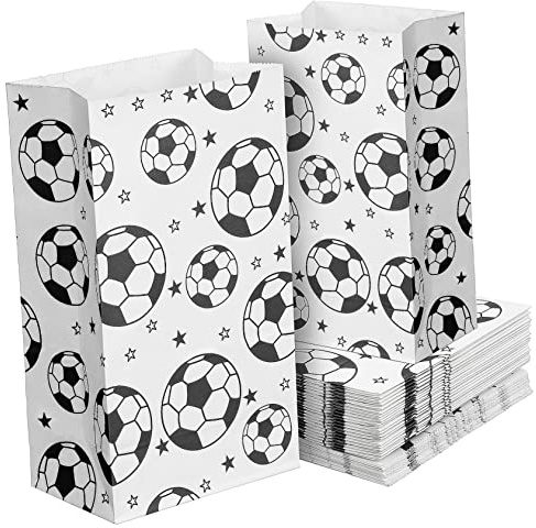 FOMIYES 40stücke Fußball-partytüten Aus Hochwertigem Kraftpapier Robust Und Reißfest Mit Fußball Und Sternenmustern Für Fußballpartys Als Snackbeutel Oder Geschenktüte