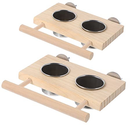 SEWOART 2 Pièces Oiseau Bouteille d'eau Cage Coupe D'oiseau Fontaine Accessoires pour Oiseaux Piscine Friandises pour Perruches Buveur Perroquet Pellets Mangeoires pour Oiseaux Bois