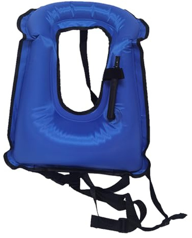 Inflatable Snorkel Vest, Adult Snorkeling Jackets Free Diving Swimming Safety Load Up to 220 Ibs, Kayak Swimming Vest for for Snorkeling Water Sports Beginner (Blue)