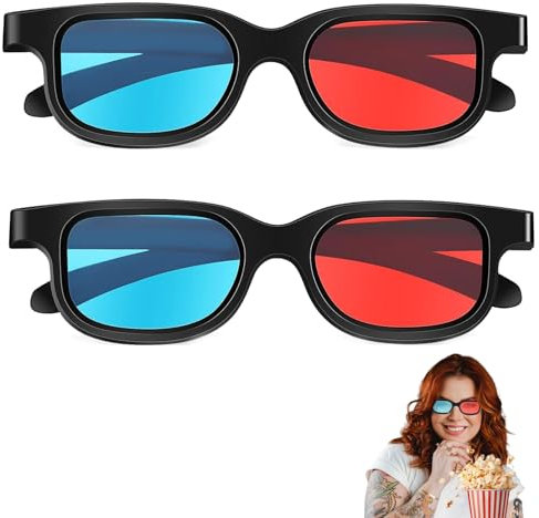 2 occhiali 3D, 3D, occhiali 3D, occhiali 3D, per televisori, occhiali 3D, rossi e blu, occhiali anaglifici 3D, per film, giochi per PC, spettacoli di luci, home theater, feste in vacanza