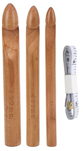 Resefinem Large Häkelhaken 20 cm mit ergonomischem Design aus Premium Bambus mit glänzender Oberfläche für mehrere Projekte ideales für Wohnkulturliebhaber