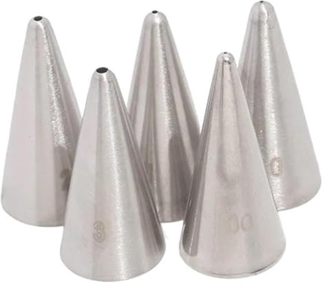 Piping Nozzles Set 5Pcs/Set Small Round Icing Piping Nozzles 5Pcs Writing Pastry Nozzle Stainless Confectionery Cream Cake Decorating Tools