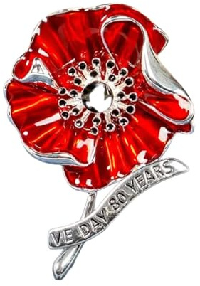 VE Day 80 Mohnblumen-Brosche, handgefertigt, rote Mohnblume, Metall, Emaille, Anstecknadel für Veteranen, Gedenktag, Hut, Kleidung, Rucksack, Dekoration, Ehrung des Zweiten Weltkriegs, Einheitsgröße