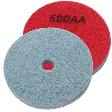 QUARKZMAN 2 pezzi Tamponi spugna diamantati da 4 grana 500 in fibre abrasiva - Per lucidatura a umido di pietra, cemento, marmo, colore rosso e blu chiaro