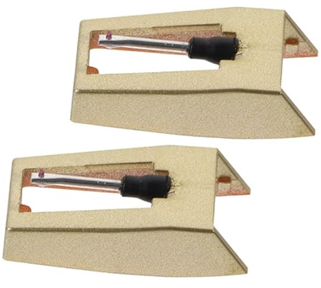 Aguja de Tocadiscos de Repuesto Dorada para Tocadiscos, 2 Piezas | Aluminio y Abs, Compatibilidad Vinilo y Reproductor, Sonido Claro, Estilo Elegante