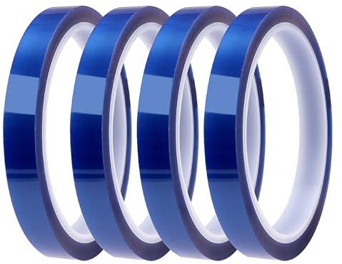 Lyeteung 4 Rotoli 12mmx33m Nastro Resistente al Calore, Nastro Termico per Sublimazione, Nastri Termici, per Stampa Elettronica, Artigianato Fai da Te, Blu