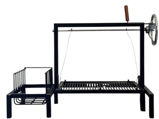 Parrilla Argentina con Brasero - #TallerDelBBQ Acero Reforzado con Sistema Elevable | Fabricada a Mano por Taller del BBQ | para Leña o Carbón | Estilo Santa María