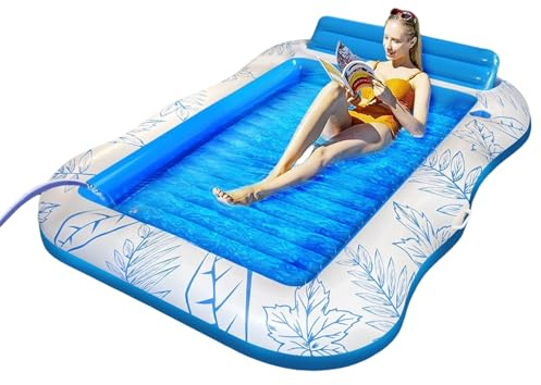 WJnflQN Aufblasbare Wasserliege mit Getränkehalter für Wasserspiele, Reisen, Fluss, See, Pool, Hinterhof, Urlaub