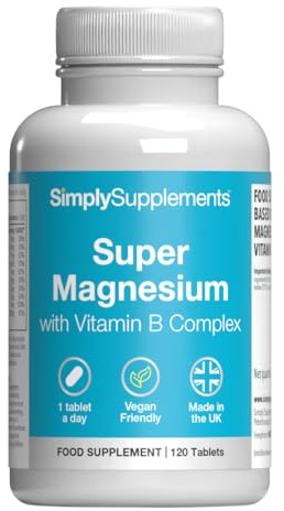 Super Magnesium with Vitamin B Complex | Supports Normal Muscle & Bone Function | 120 Tablets = 4 Months’ Supply | Manufactured in The UK in Accordance with GMP Standards.