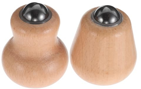 FRCOLOR 2pcs Wooden Roller Massager for Face and Neck Manual Massage Rolling Pin Wood Handle for Home Use and Travel
